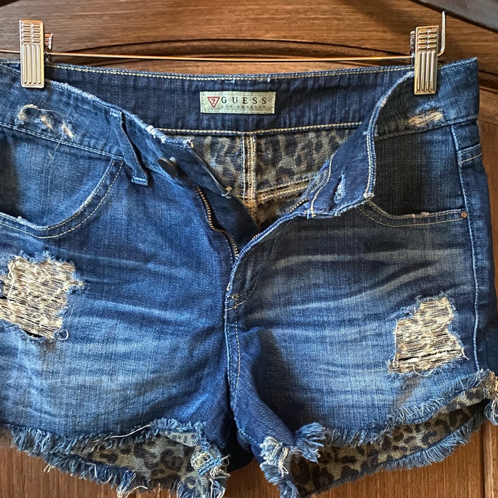Guess Jeans Shorts Size 27 Zipper Fly Button Enclosure Blue Mint Condition